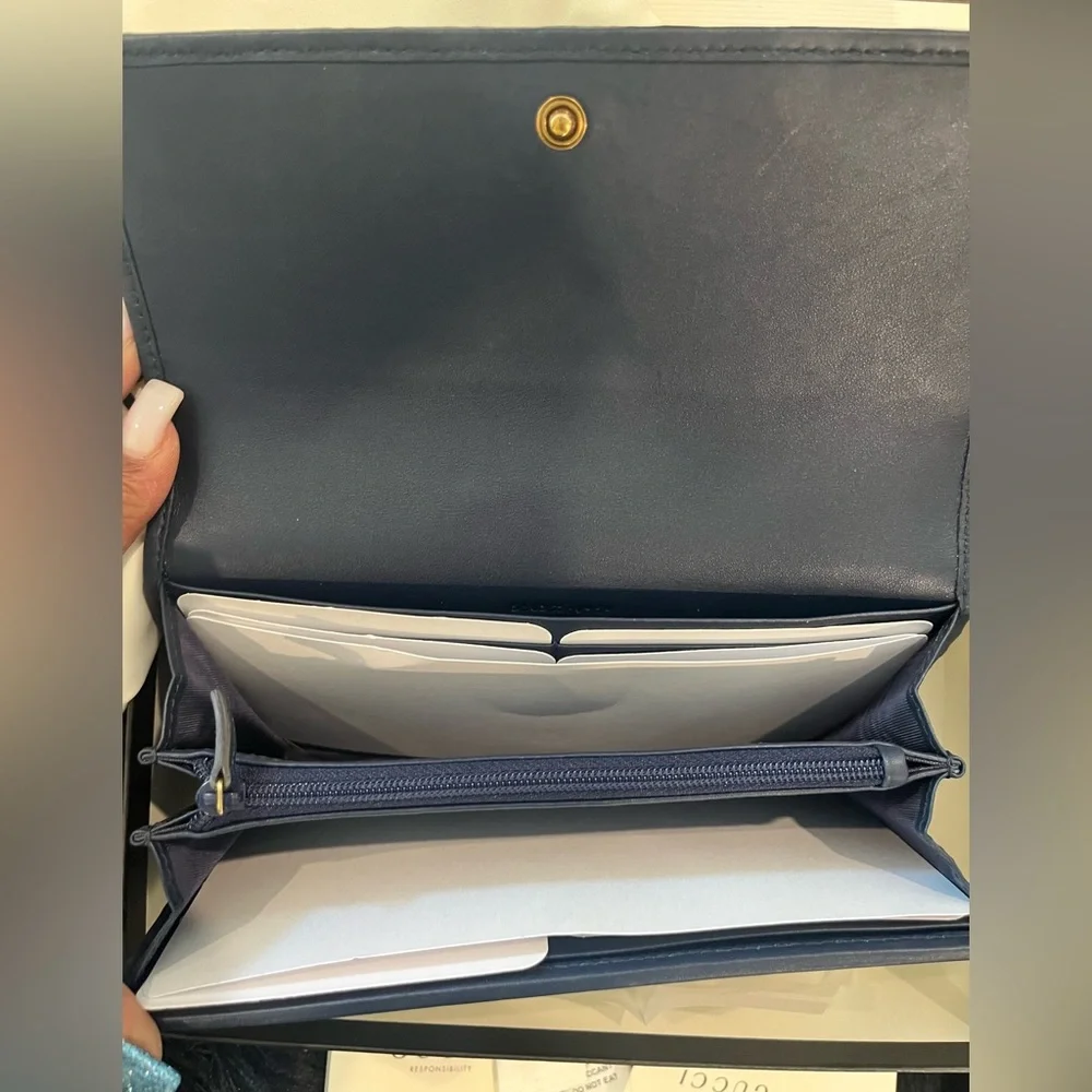 NEW AUTHENTIC GUCCI FLORA FLORAL FLOWER GG LONG WALLET